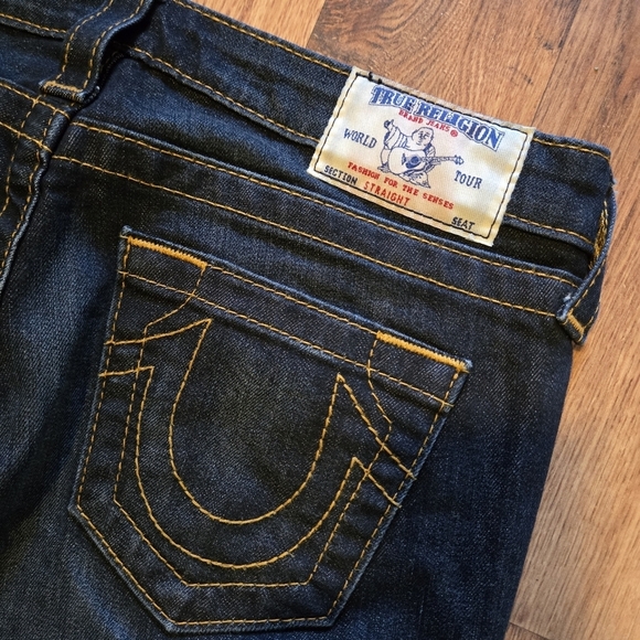 True Religion Low Rise Straight Women's Dark Blue Jeans size 27 - Picture 5 of 7